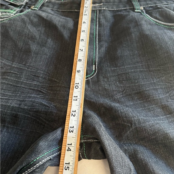 ATTITUDE GOLD MEN’S JEANS GREEN STICH Y2K PNTS SZ 44/32 - Picture 11 of 16